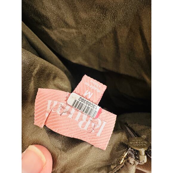 leRumi Green Brown Side Slit Shift Kinsey Back Tie Slip Dress size Medium - Picture 5 of 16